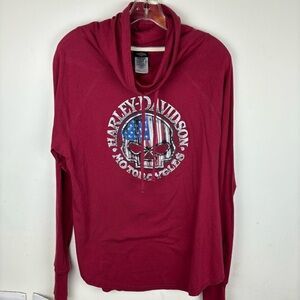 Harley-Davidson Rocky Top/Pigeon Forge cow-neck L/S Tee/dark red-Woman’s L